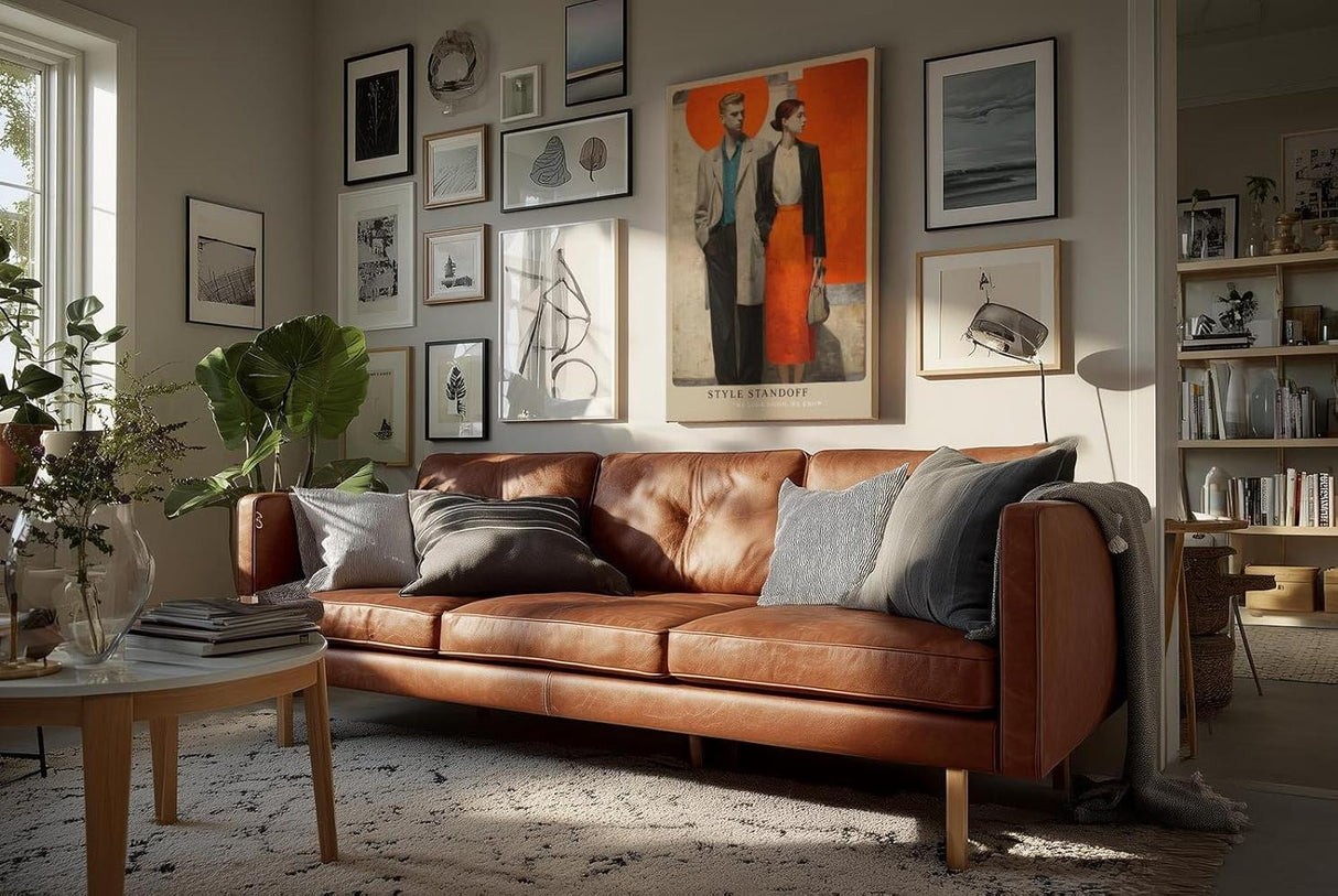 Paul Sinus Wandbild in 40x60cm modernes Modepaar vor farbintensivem Hintergrund – stilvolle, zeitgenössische Darstellung