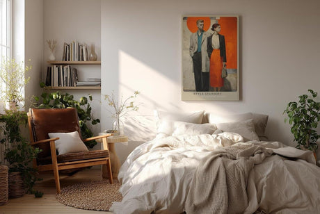 Paul Sinus Wandbild in 40x60cm modernes Modepaar vor farbintensivem Hintergrund – stilvolle, zeitgenössische Darstellung