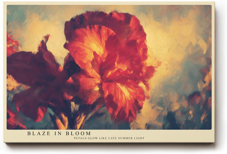 Paul Sinus Wandbild 120x80cm rote Blume expressive Blumenmalerei warme Farben moderne florale Kunst Wanddekoration fuer Wohnzimmer Büro