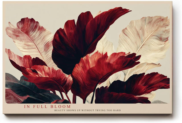 Paul Sinus Wandbild 120x80cm rote Blumen moderne florale Kunst elegante Naturillustration grosses Blumen Kunstbild stilvolle Wanddekoration fuer Wohnzimmer Büro