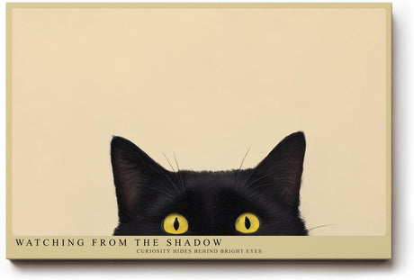 Paul Sinus Wandbild 120x80cm schwarze Katze mit gelben Augen minimalistisches Tierportraet moderne Katzenkunst stilvolle Wanddekoration fuer Wohnzimmer Büro