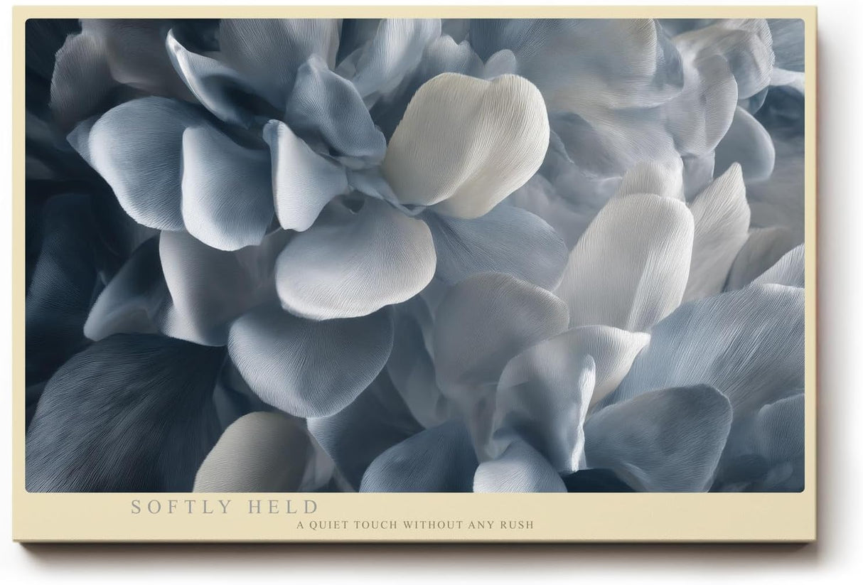 Paul Sinus Wandbild 120x80cm weiche Blumen Nahaufnahme graue Blueten moderne florale Kunst elegante Wanddekoration fuer Wohnzimmer Büro