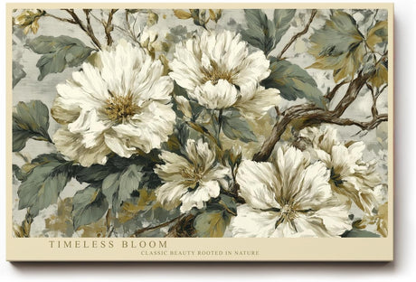 Paul Sinus Wandbild 120x80cm weisse Blumen klassische florale Malerei elegante Naturkunst stilvolle Wanddekoration fuer Wohnzimmer Büro