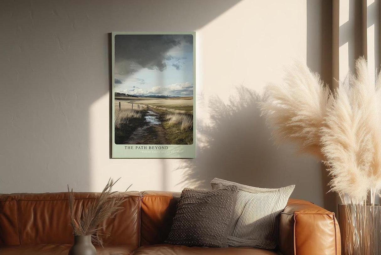 Paul Sinus Wandbild in 40x60cm weiter Feldweg unter wechselndem Himmel – atmosphärisches Landschaftsmotiv für natürliche Raumakzente