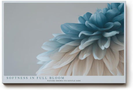 Paul Sinus Wandbild 120x80cm zarte Bluete Makroaufnahme in Blau und Creme moderne florale Kunst stilvolle Wanddekoration fuer Wohnzimmer Büro
