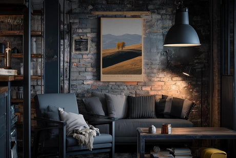 Paul Sinus Wandbild in 40x60cm zwei Bäume in goldener Hügellandschaft – harmonisches Naturmotiv mit sanften Farbtönen