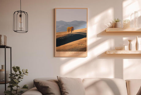 Paul Sinus Wandbild in 40x60cm zwei Bäume in goldener Hügellandschaft – harmonisches Naturmotiv mit sanften Farbtönen