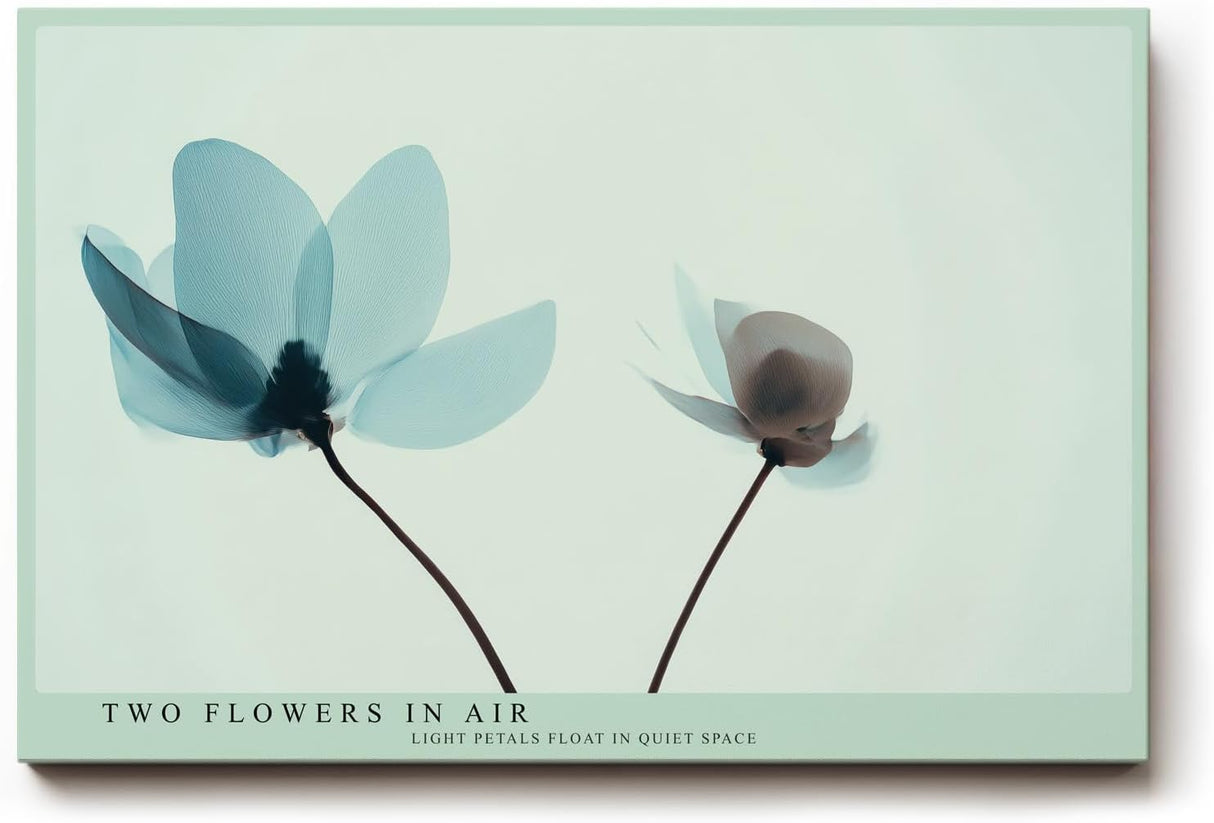 Paul Sinus Wandbild 120x80cm zwei Blumen minimalistische Naturkunst moderne florale Illustration sanfte Pastellfarben Kunstdruck stilvolle Wanddekoration fuer Wohnzimmer Schlafzimmer