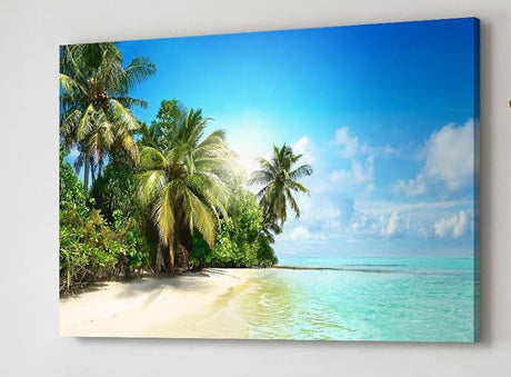 Wandbild 120x80cm Karibik Südsee Palmen Strand Meer Sommer Sonne
