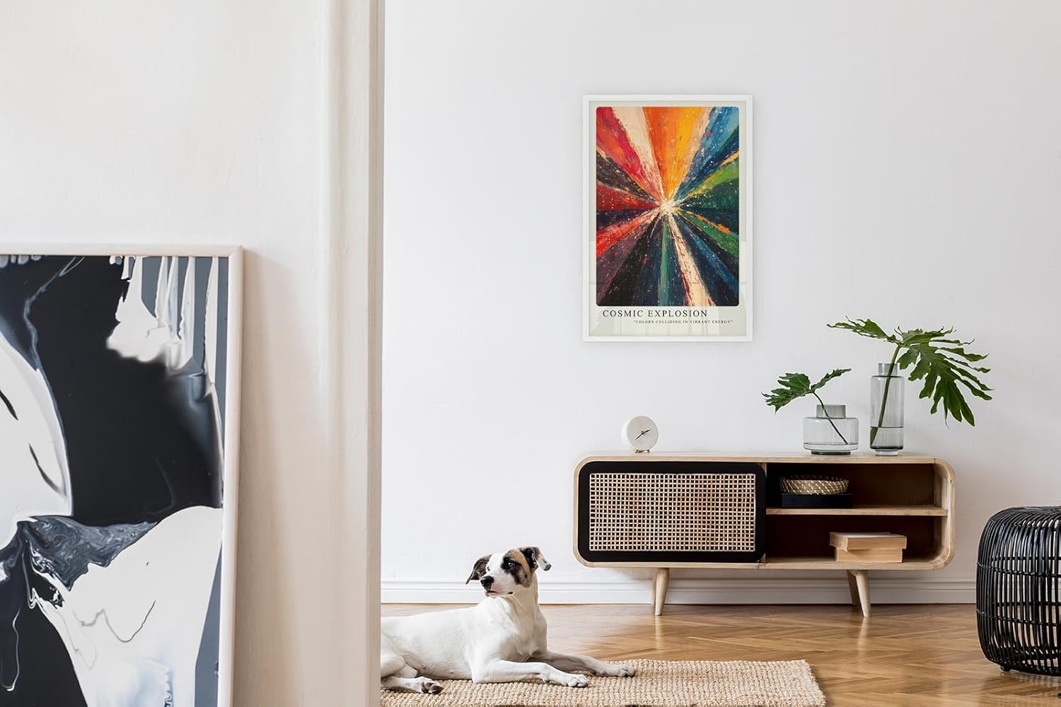 Paul Sinus Leinwandbild 40x60cm abstrakte Farbexplosion mit dynamischer Energie und leuchtender Strahlkraft – kunstvolles Leinwandbild für moderne