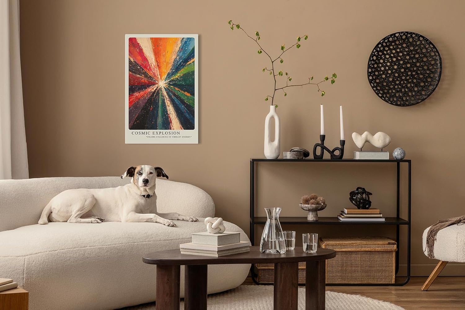 Paul Sinus Leinwandbild 40x60cm abstrakte Farbexplosion mit dynamischer Energie und leuchtender Strahlkraft – kunstvolles Leinwandbild für moderne