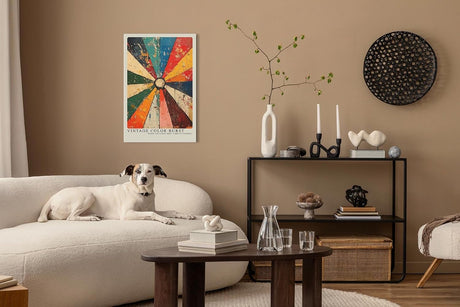 Paul Sinus Leinwandbild 80x120cm abstrakte Farbexplosion mit Vintage-Texturen und dynamischer Energie – kunstvolles Leinwandbild für moderne Raumgestaltung