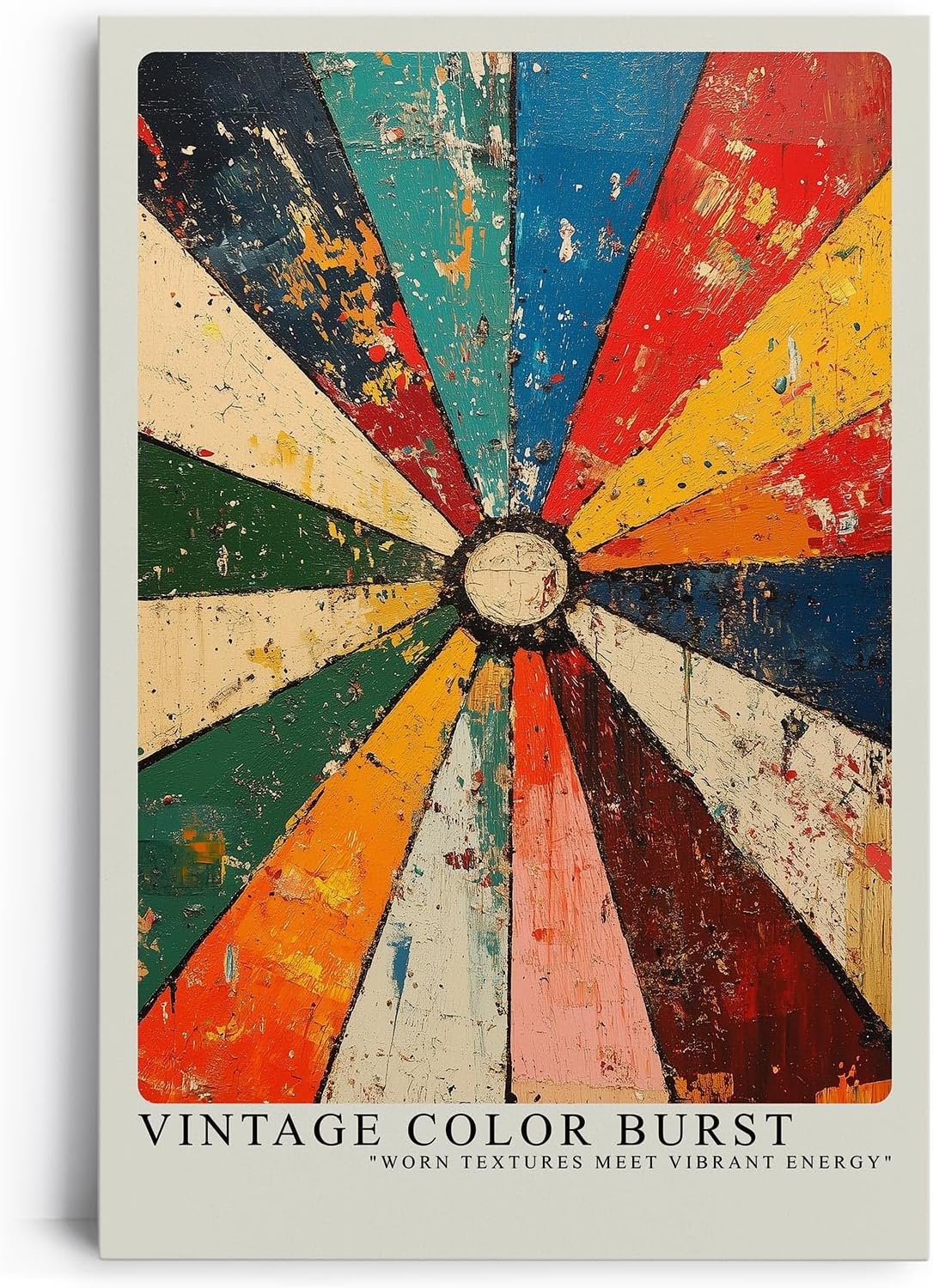 Paul Sinus Leinwandbild 80x120cm abstrakte Farbexplosion mit Vintage-Texturen und dynamischer Energie – kunstvolles Leinwandbild für moderne Raumgestaltung