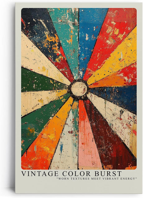 Paul Sinus Leinwandbild 80x120cm abstrakte Farbexplosion mit Vintage-Texturen und dynamischer Energie – kunstvolles Leinwandbild für moderne Raumgestaltung