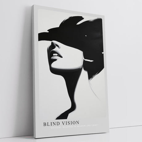 Paul Sinus Leinwandbild 40x60cm abstraktes Porträt einer Frau in Schwarz-Weiß mit modernem Minimalismus – kunstvolles Leinwandbild