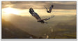Adler in einer Gebirgslandschaft ca. 130x70cm Wandbild inklusive Schattenfugenrahmen weiss - Panorama Leinwand Bild XXL Format Wandbilder Wohnzimmer Wohnung Deko Kunstdrucke