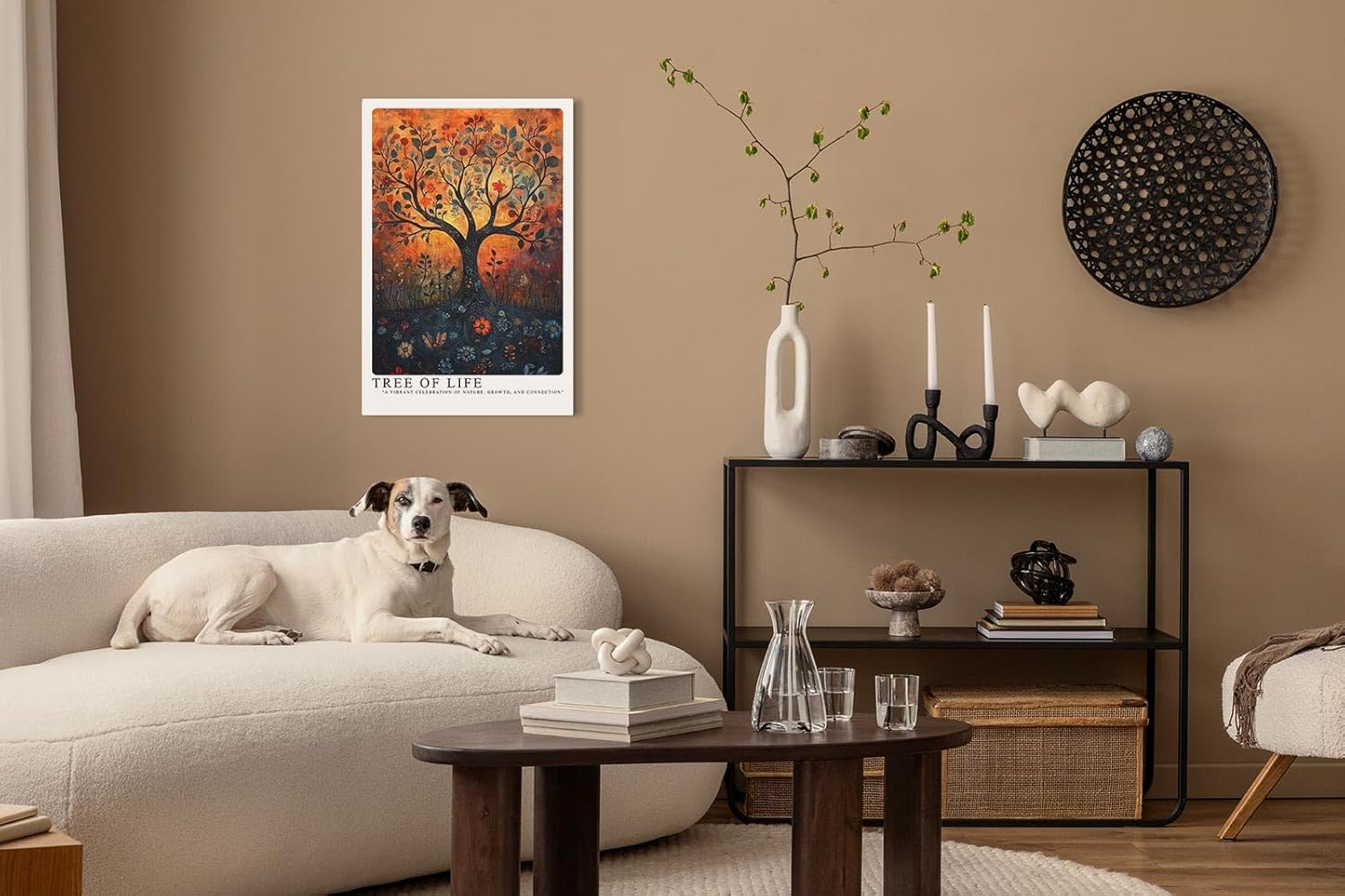 Paul Sinus Leinwandbild 80x120cm Baum des Lebens – Mystische Naturkunst mit floralen Elementen und lebendiger Farbexplosion