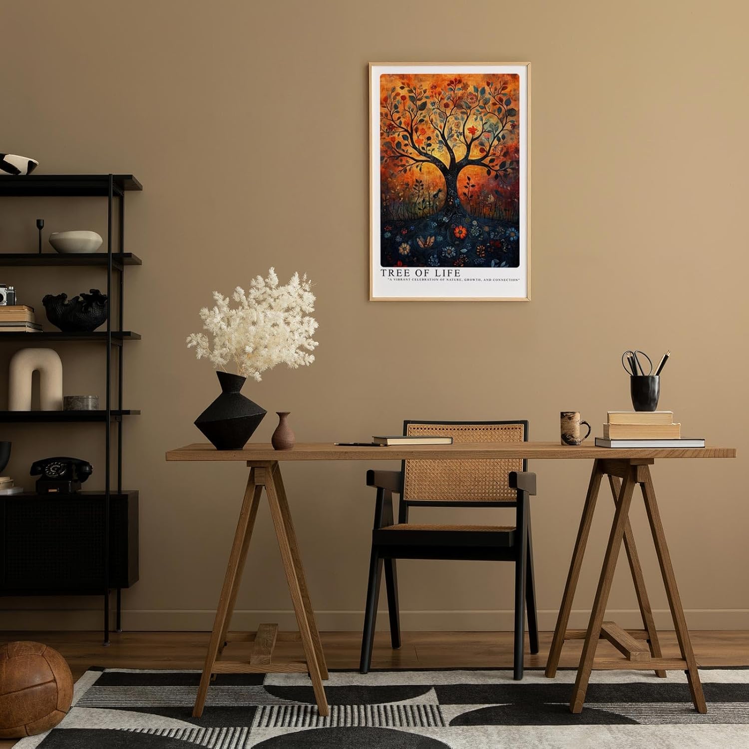 Paul Sinus Leinwandbild 80x120cm Baum des Lebens – Mystische Naturkunst mit floralen Elementen und lebendiger Farbexplosion