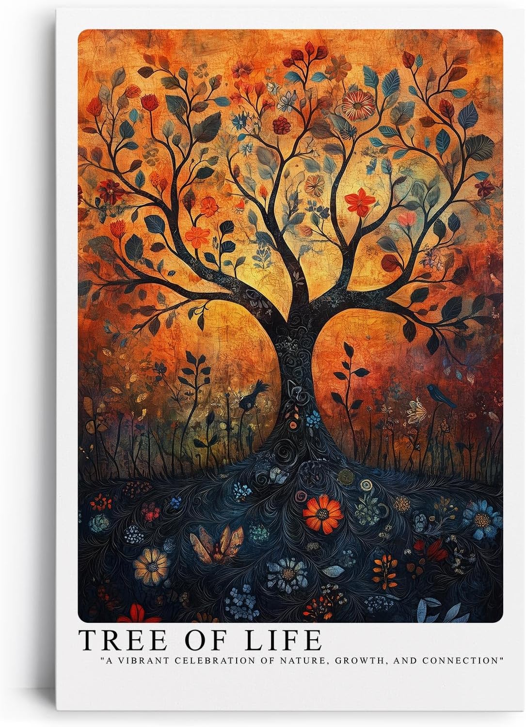 Paul Sinus Leinwandbild 80x120cm Baum des Lebens – Mystische Naturkunst mit floralen Elementen und lebendiger Farbexplosion