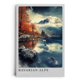 Paul Sinus Leinwandbild 60x90cm Bayerische Alpen – Malerische Berglandschaft mit herbstlichen Farben, spiegelndem See und majestätischer Natur