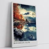 Paul Sinus Leinwandbild 60x90cm Bayerische Alpen – Malerische Berglandschaft mit herbstlichen Farben, spiegelndem See und majestätischer Natur