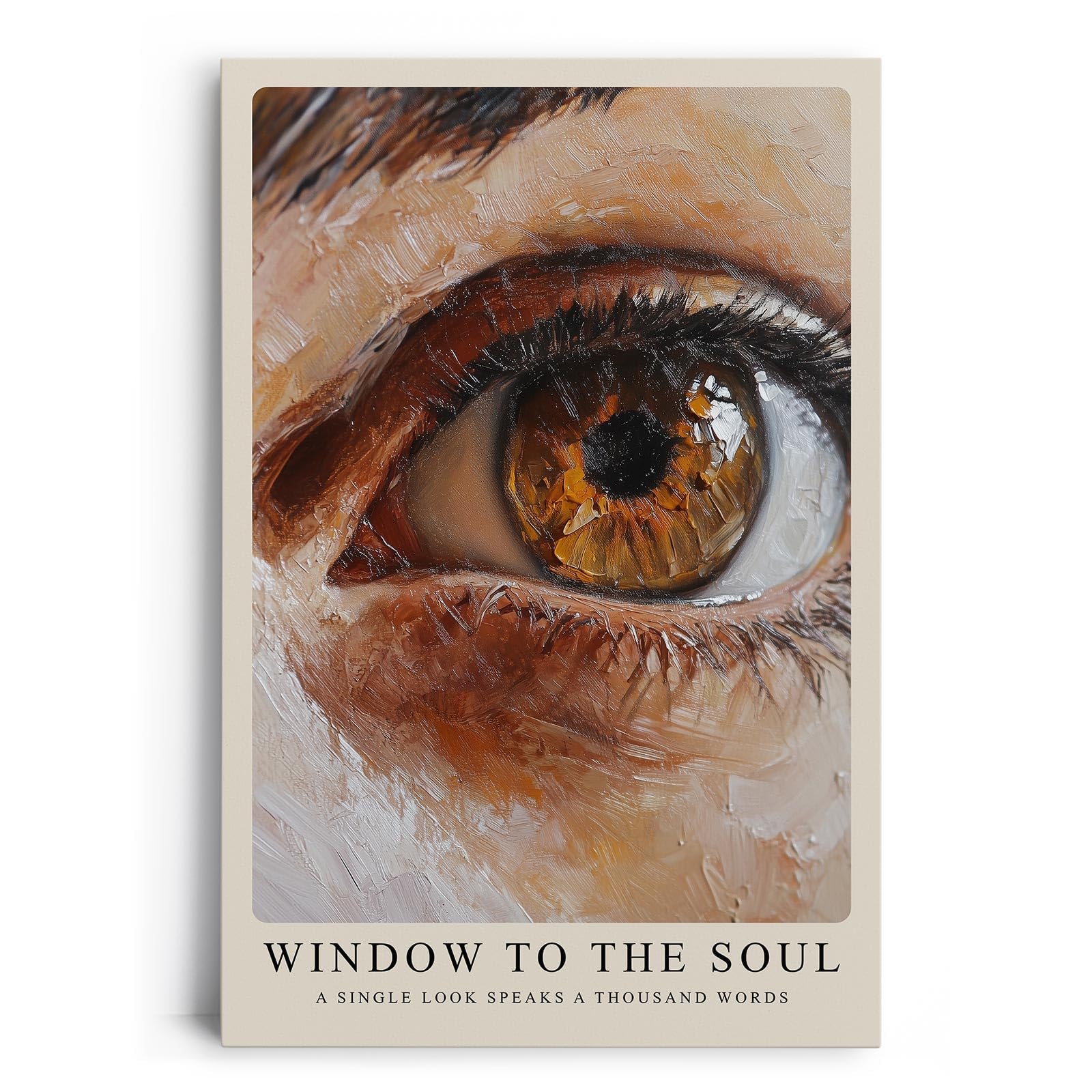 Paul Sinus Leinwandbild 40x60cm beeindruckende Nahaufnahme eines Auges in Ölmalerei-Optik, faszinierende Wandkunst mit intensiven Farben