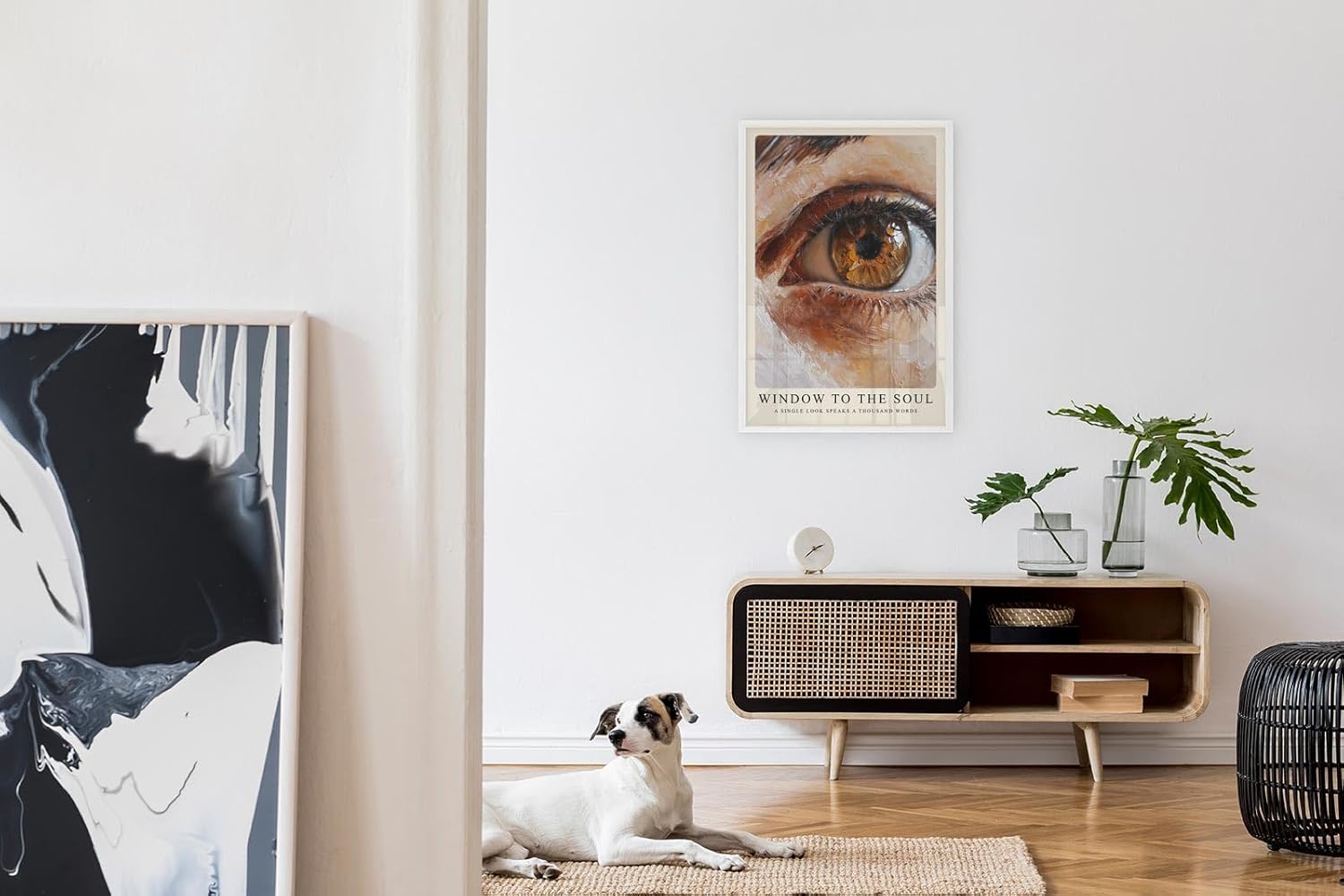 Paul Sinus Leinwandbild 40x60cm beeindruckende Nahaufnahme eines Auges in Ölmalerei-Optik, faszinierende Wandkunst mit intensiven Farben