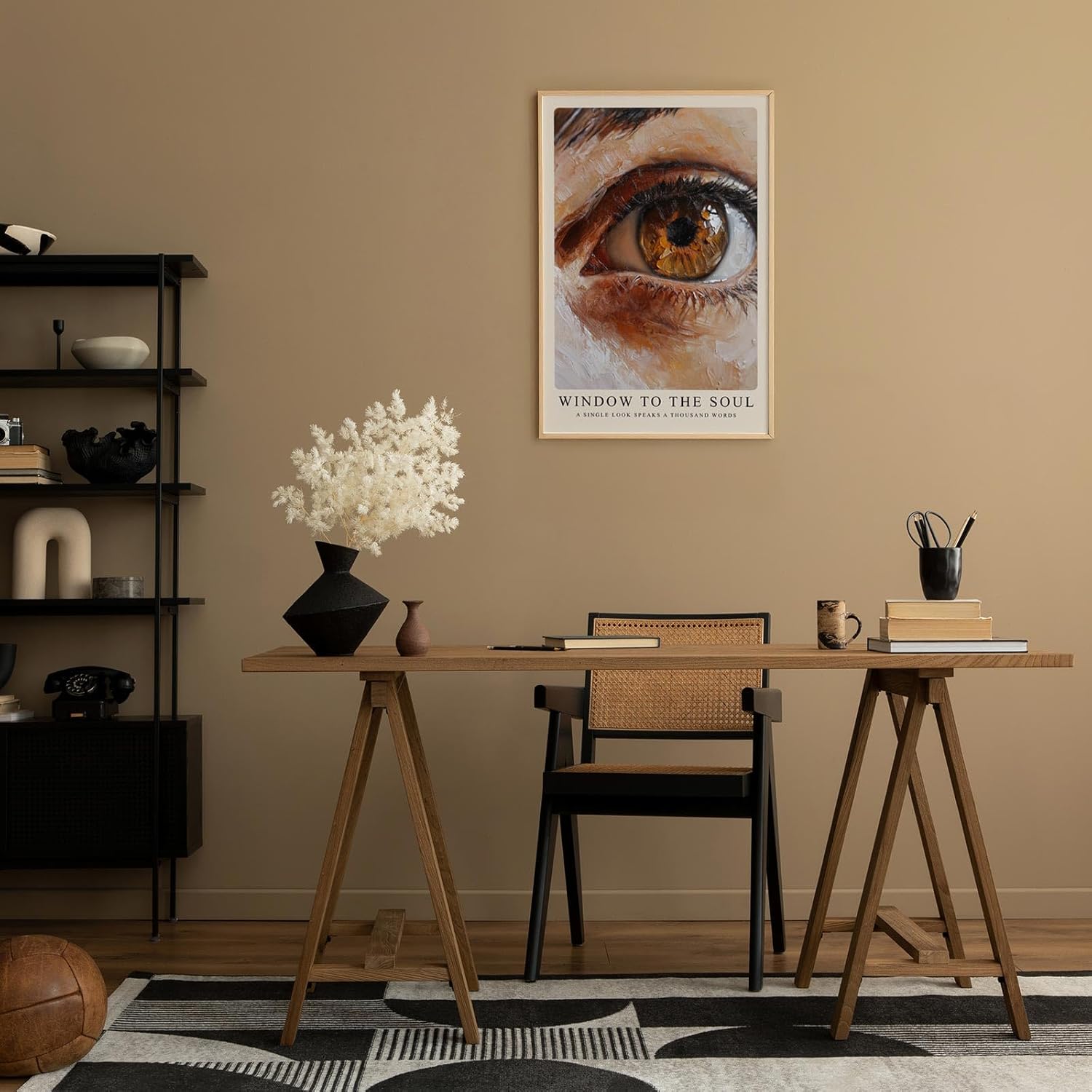 Paul Sinus Leinwandbild 40x60cm beeindruckende Nahaufnahme eines Auges in Ölmalerei-Optik, faszinierende Wandkunst mit intensiven Farben