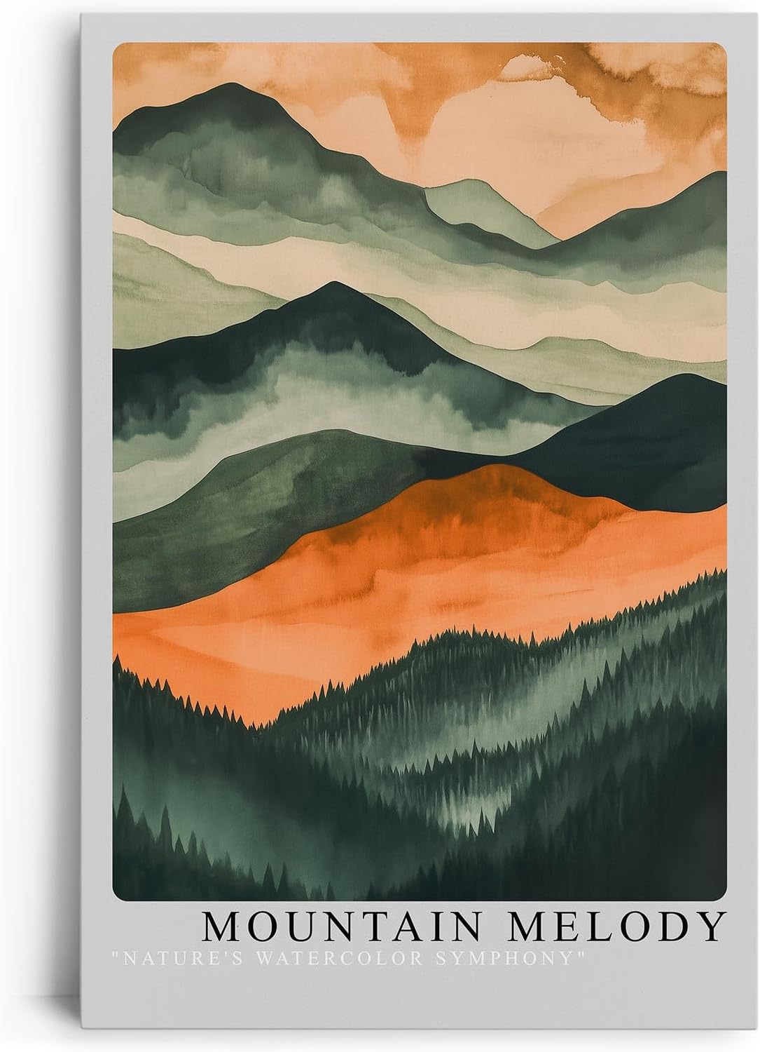 Paul Sinus Leinwandbild 40x60cm Bergmelodie – Harmonische Aquarell-Berglandschaft in warmen Naturtönen mit sanften Farbverläufen