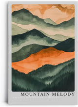 Paul Sinus Leinwandbild 40x60cm Bergmelodie – Harmonische Aquarell-Berglandschaft in warmen Naturtönen mit sanften Farbverläufen