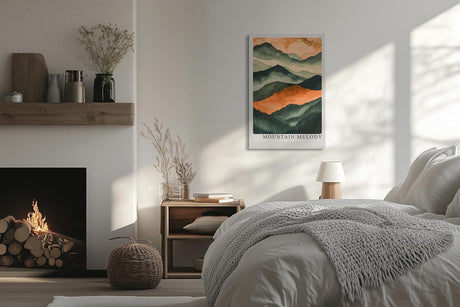 Paul Sinus Leinwandbild 40x60cm Bergmelodie – Harmonische Aquarell-Berglandschaft in warmen Naturtönen mit sanften Farbverläufen