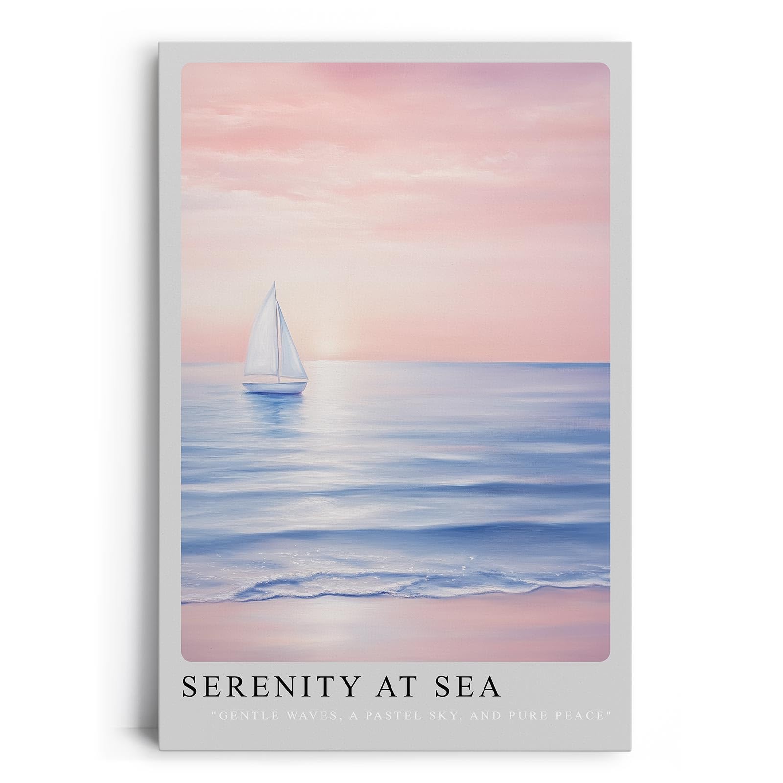 Paul Sinus Leinwandbild 80x120cm beruhigende Segelboot-Szene mit sanften Pastelltönen, stimmungsvolle Wandkunst mit ruhigem Meer