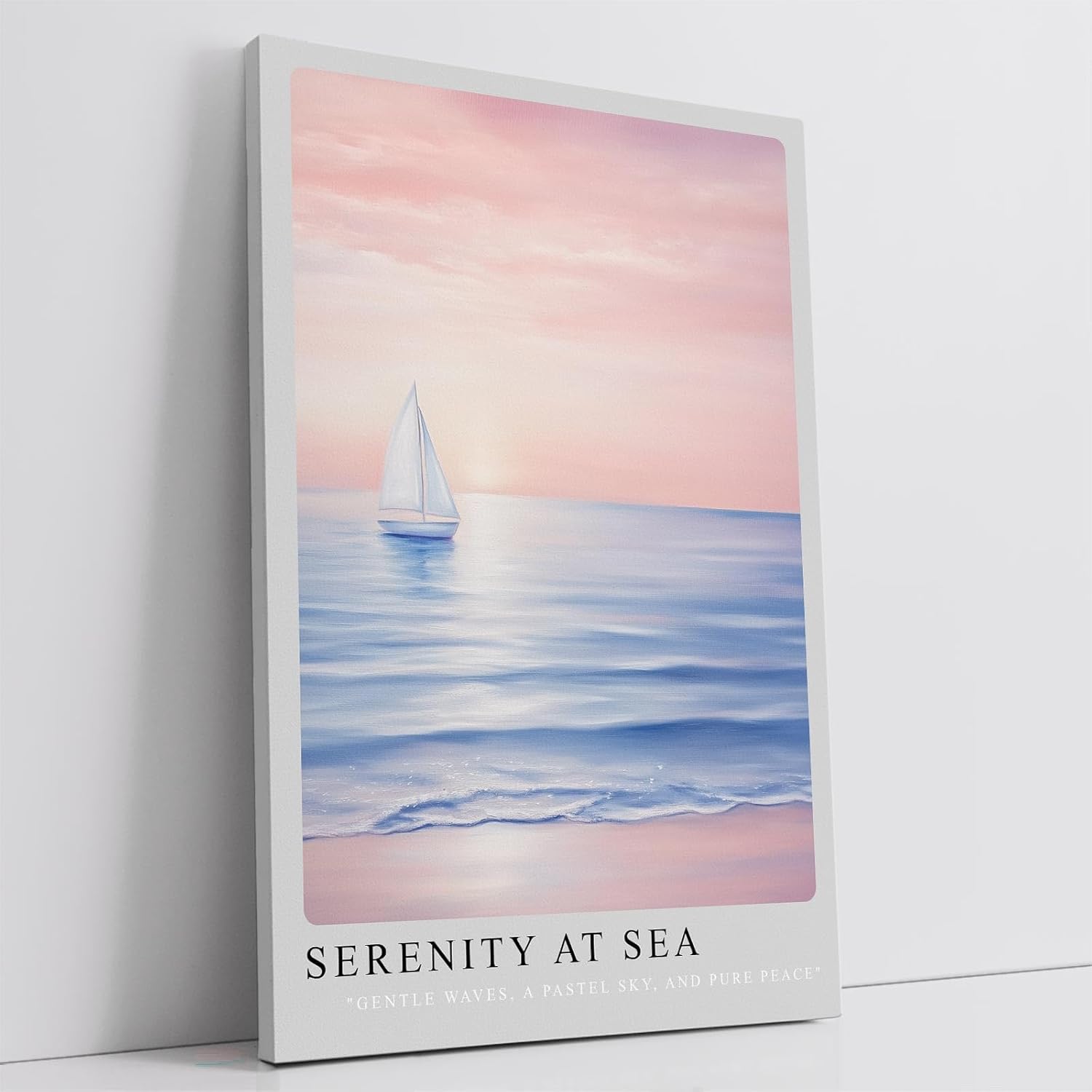 Paul Sinus Leinwandbild 80x120cm beruhigende Segelboot-Szene mit sanften Pastelltönen, stimmungsvolle Wandkunst mit ruhigem Meer