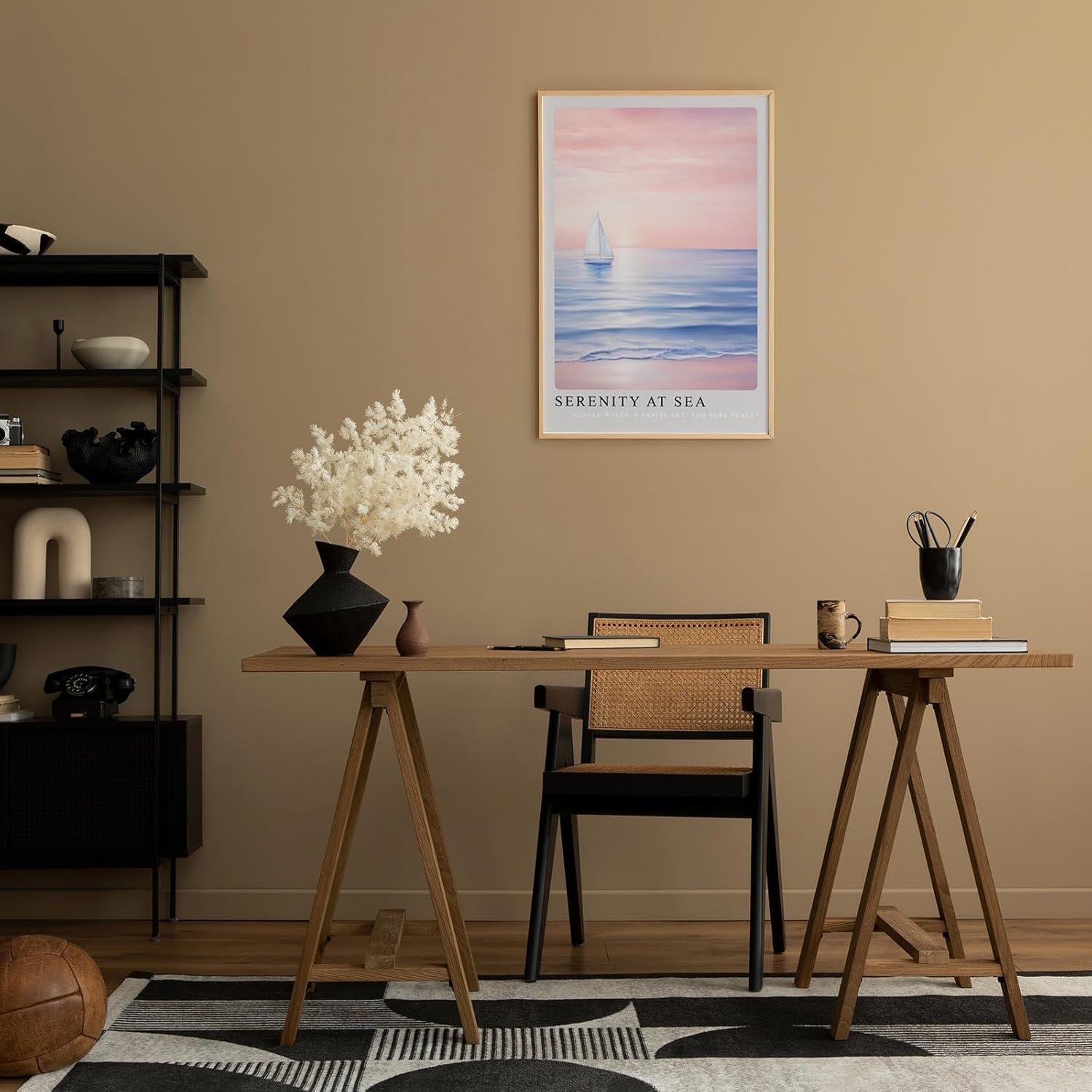 Paul Sinus Leinwandbild 80x120cm beruhigende Segelboot-Szene mit sanften Pastelltönen, stimmungsvolle Wandkunst mit ruhigem Meer