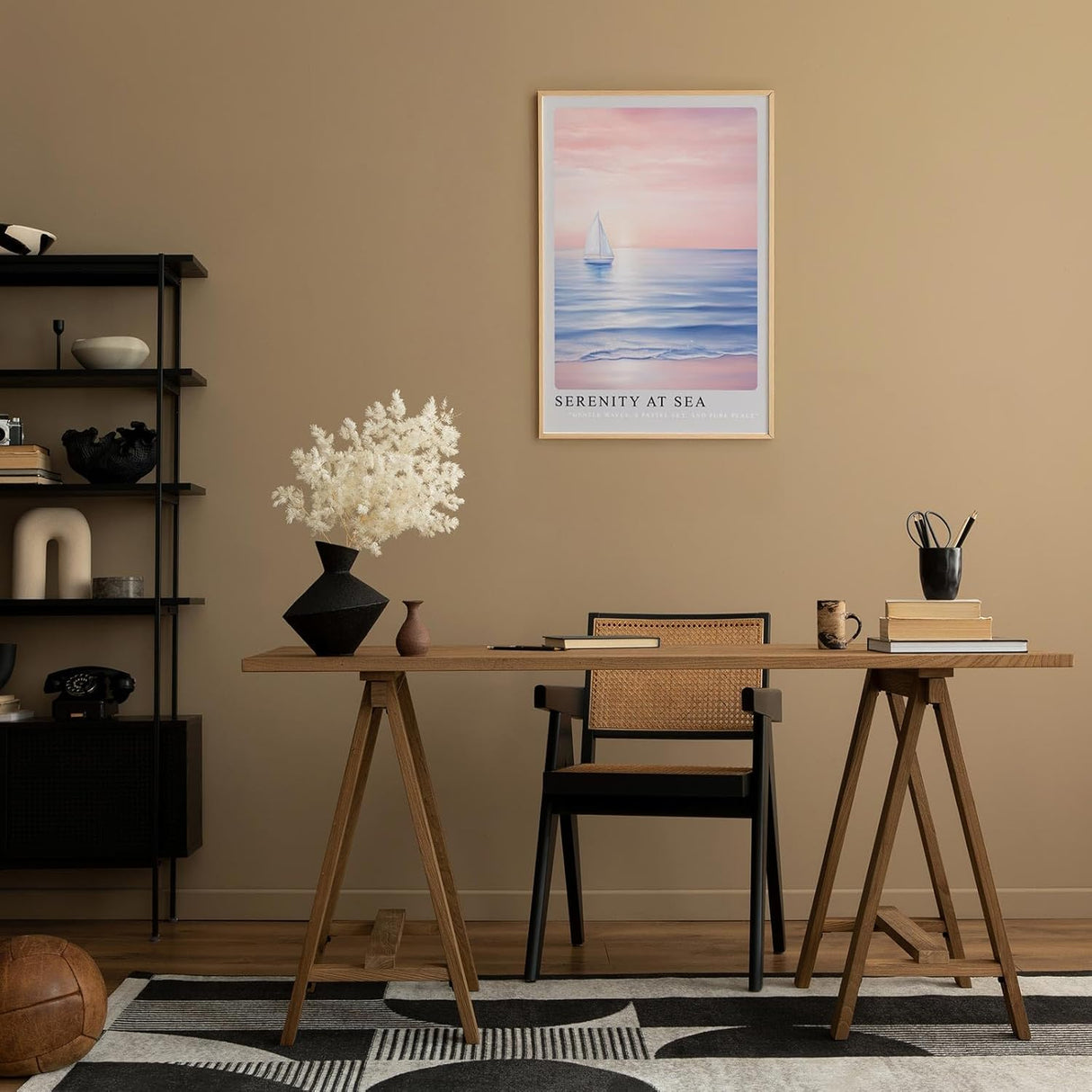 Paul Sinus Leinwandbild 80x120cm beruhigende Segelboot-Szene mit sanften Pastelltönen, stimmungsvolle Wandkunst mit ruhigem Meer