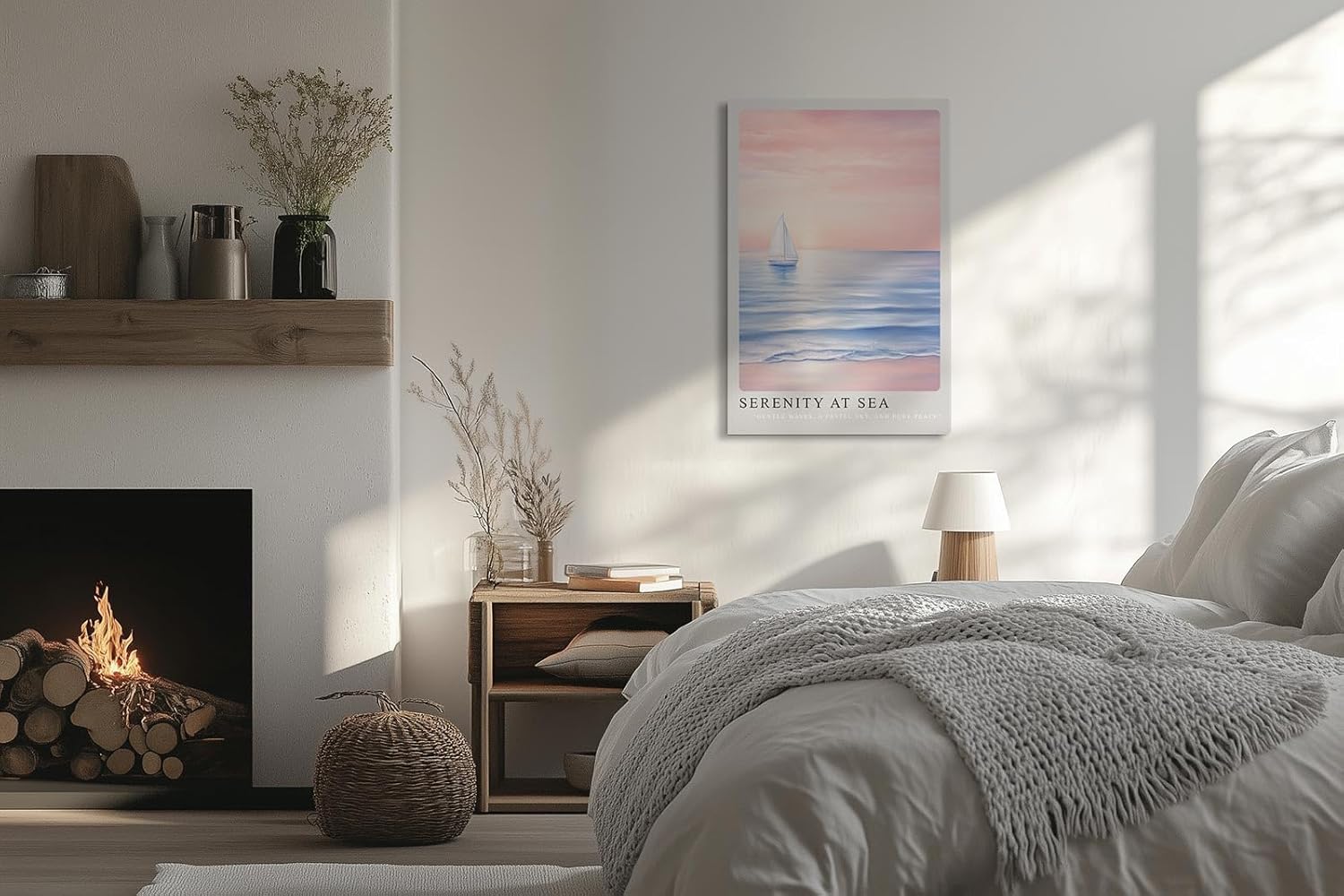 Paul Sinus Leinwandbild 80x120cm beruhigende Segelboot-Szene mit sanften Pastelltönen, stimmungsvolle Wandkunst mit ruhigem Meer