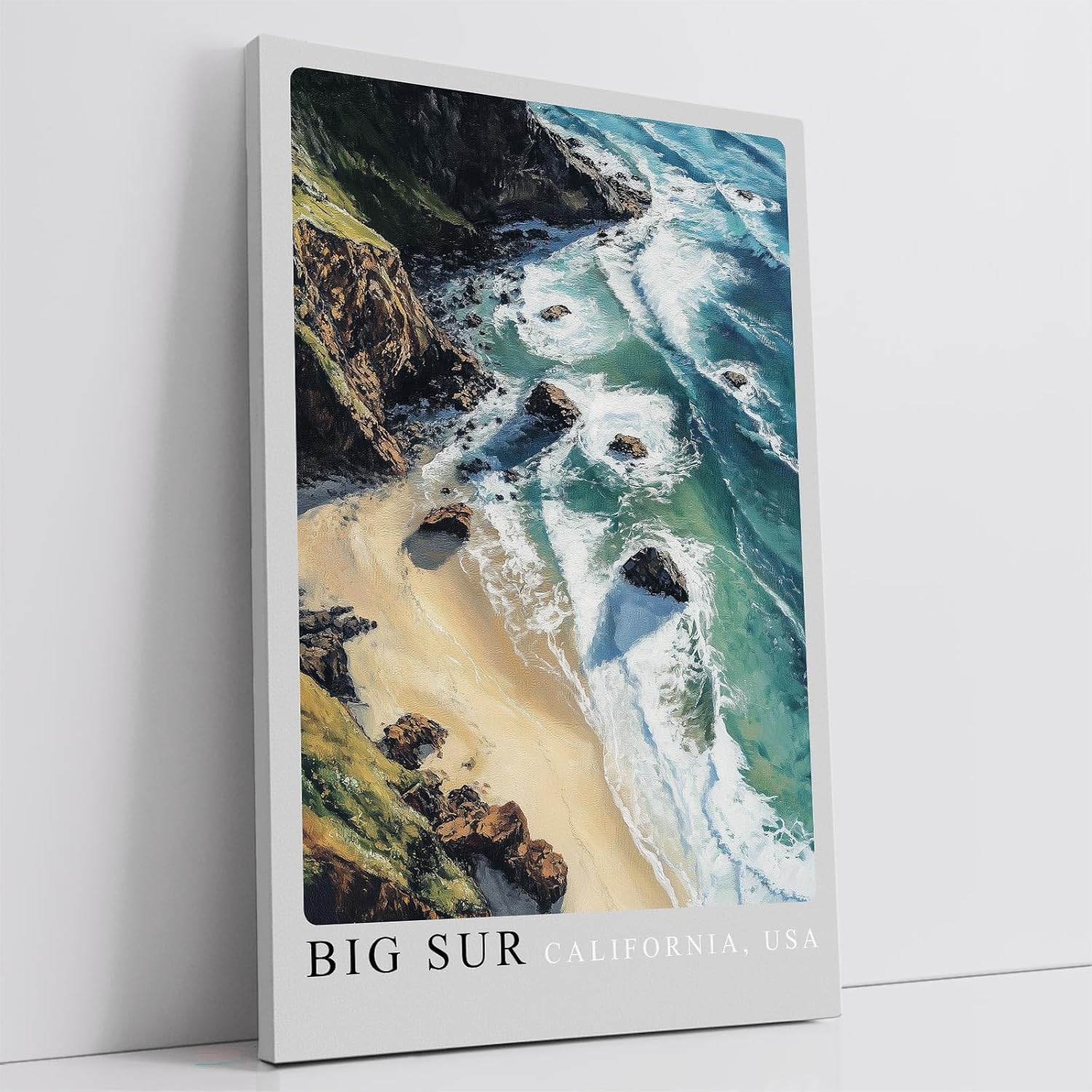 Paul Sinus Leinwandbild 40x60cm Big Sur Küstenzauber – Spektakuläre kalifornische Steilküste mit türkisblauem Ozean und goldenen Sandstränden