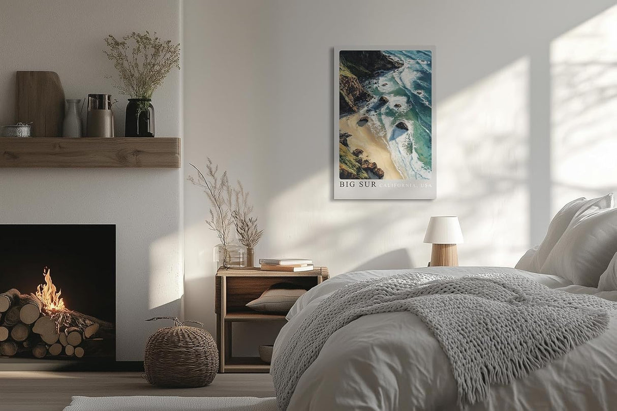 Paul Sinus Leinwandbild 40x60cm Big Sur Küstenzauber – Spektakuläre kalifornische Steilküste mit türkisblauem Ozean und goldenen Sandstränden