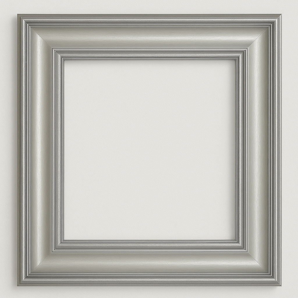 Bilderrahmen - Breite: 55mm Höhe: 30mm - in kaltem Silber dekoriert