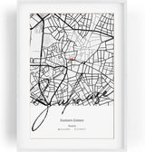 Paul Sinus Bilderrahmen personalisiert mit deinen GPS Koordinaten und Namen. 30cm x 42cm Holz Wechselrahmen mit Glas und Passepartout. Geschenkidee. Individuelle Stadtkarte. (ohne Rahmen)