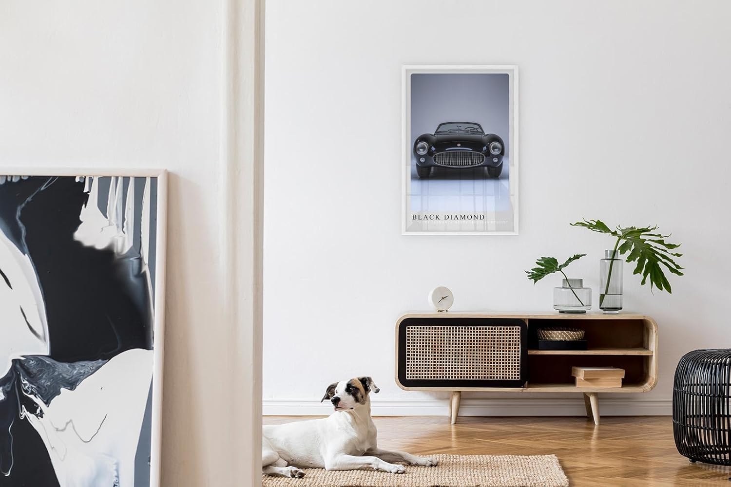 Paul Sinus Leinwandbild 60x90cm Black Diamond Klassischer Roadster Elegante Automobilkunst Zeitlose Ästhetik Hochwertige Wandkunst