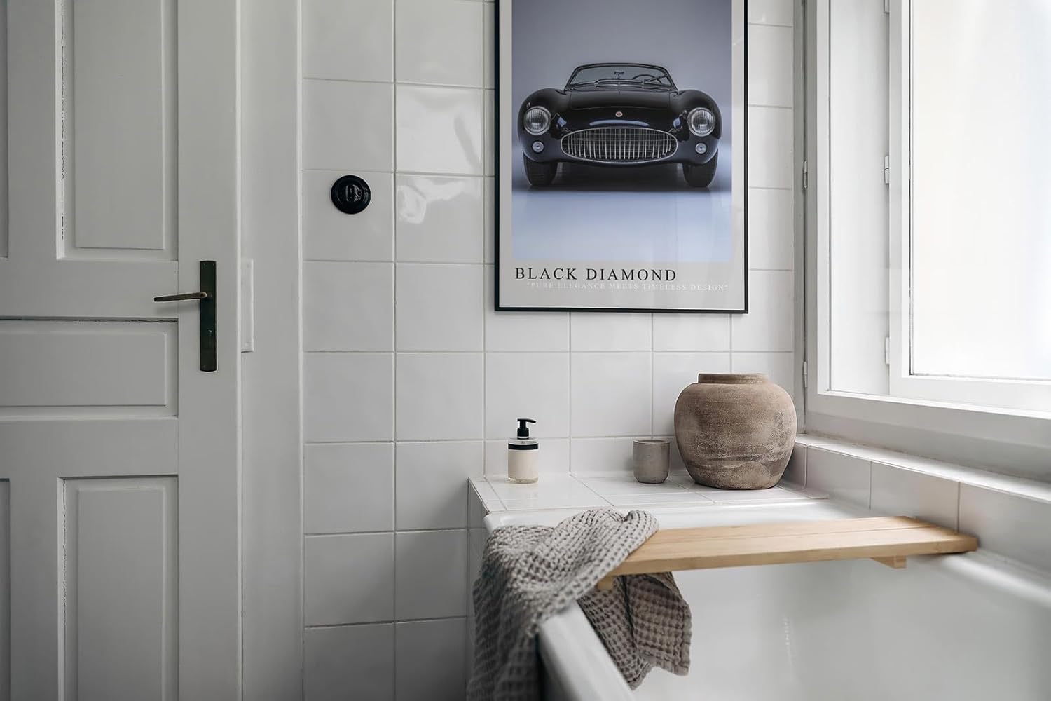 Paul Sinus Leinwandbild 60x90cm Black Diamond Klassischer Roadster Elegante Automobilkunst Zeitlose Ästhetik Hochwertige Wandkunst