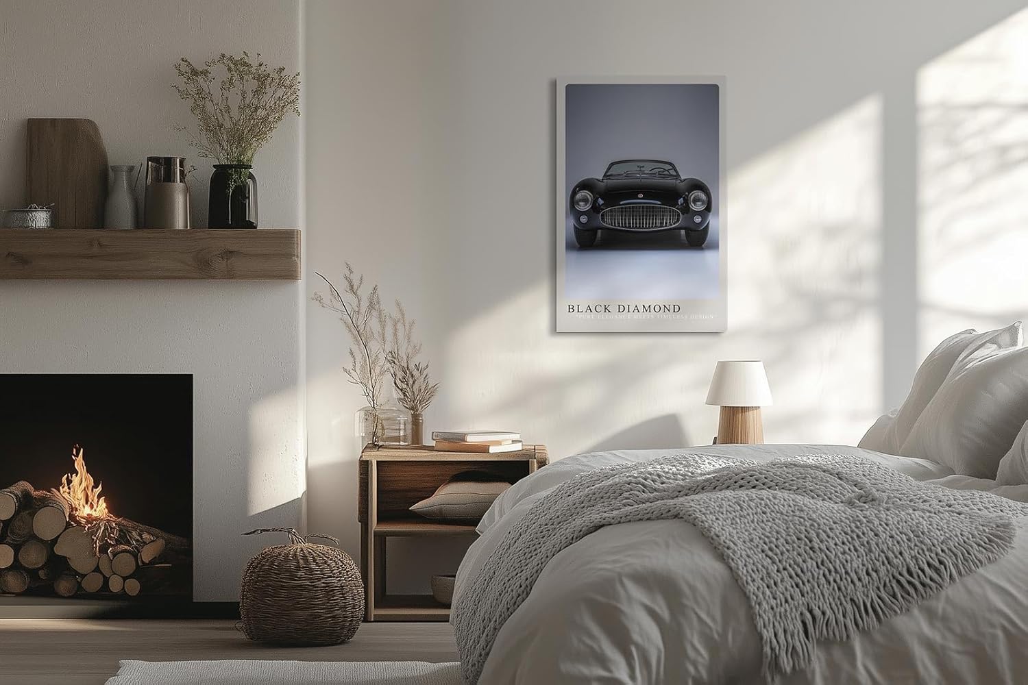 Paul Sinus Leinwandbild 60x90cm Black Diamond Klassischer Roadster Elegante Automobilkunst Zeitlose Ästhetik Hochwertige Wandkunst