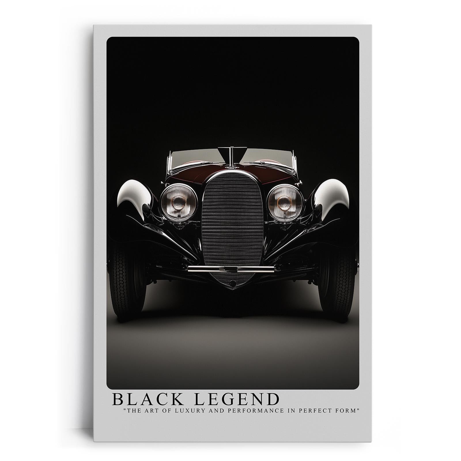 Paul Sinus Leinwandbild 80x120cm Black Legend Luxus-Oldtimer Kunstposter Eleganter Retro-Stil Automobil-Klassiker Zeitlose Ästhetik Hochwertige