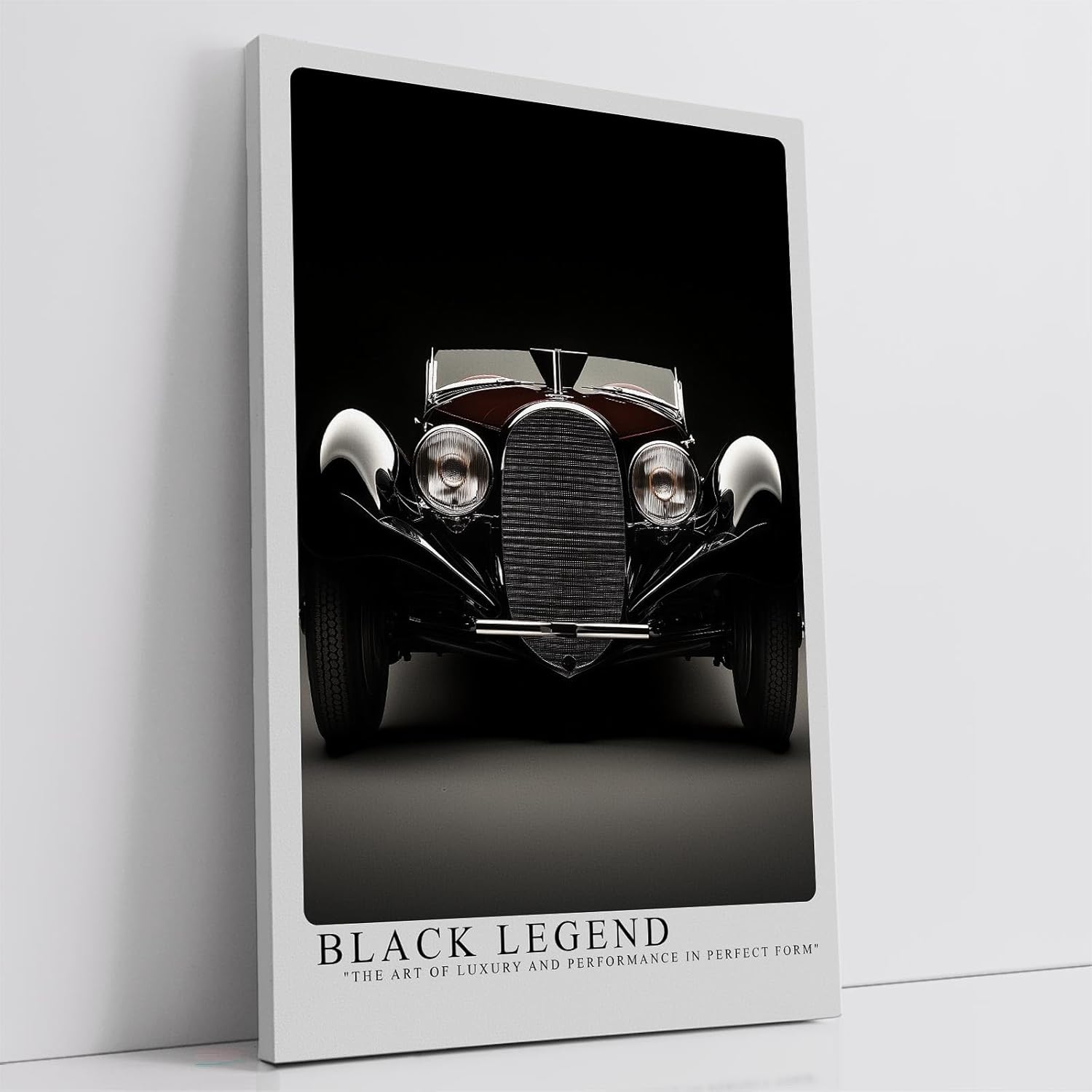 Paul Sinus Leinwandbild 80x120cm Black Legend Luxus-Oldtimer Kunstposter Eleganter Retro-Stil Automobil-Klassiker Zeitlose Ästhetik Hochwertige
