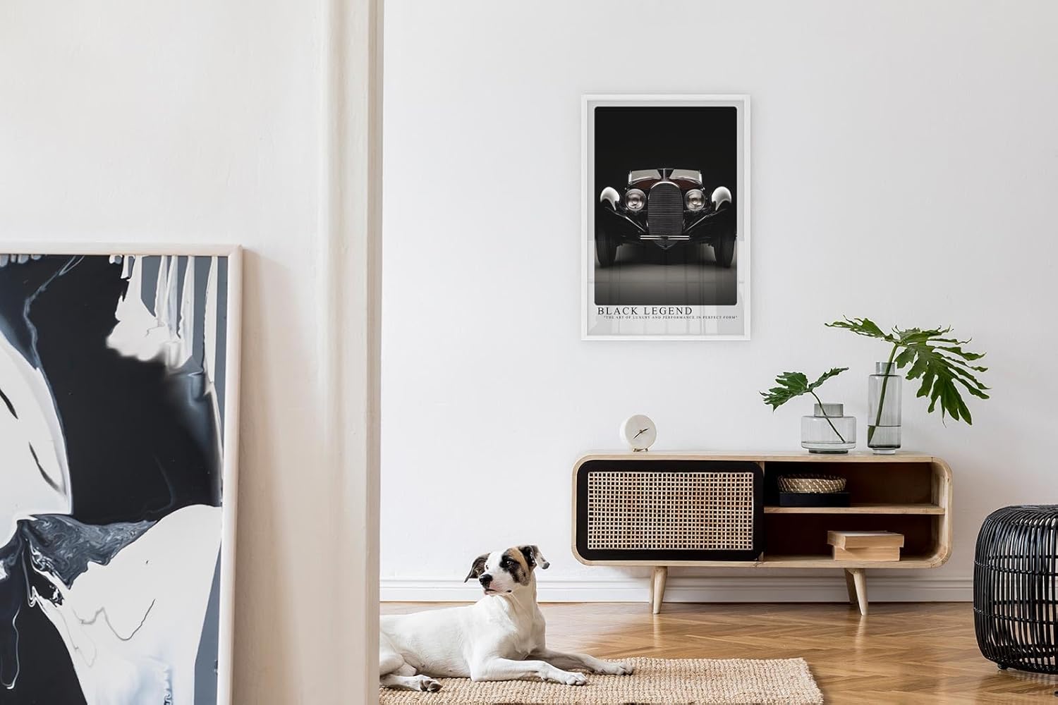 Paul Sinus Leinwandbild 80x120cm Black Legend Luxus-Oldtimer Kunstposter Eleganter Retro-Stil Automobil-Klassiker Zeitlose Ästhetik Hochwertige