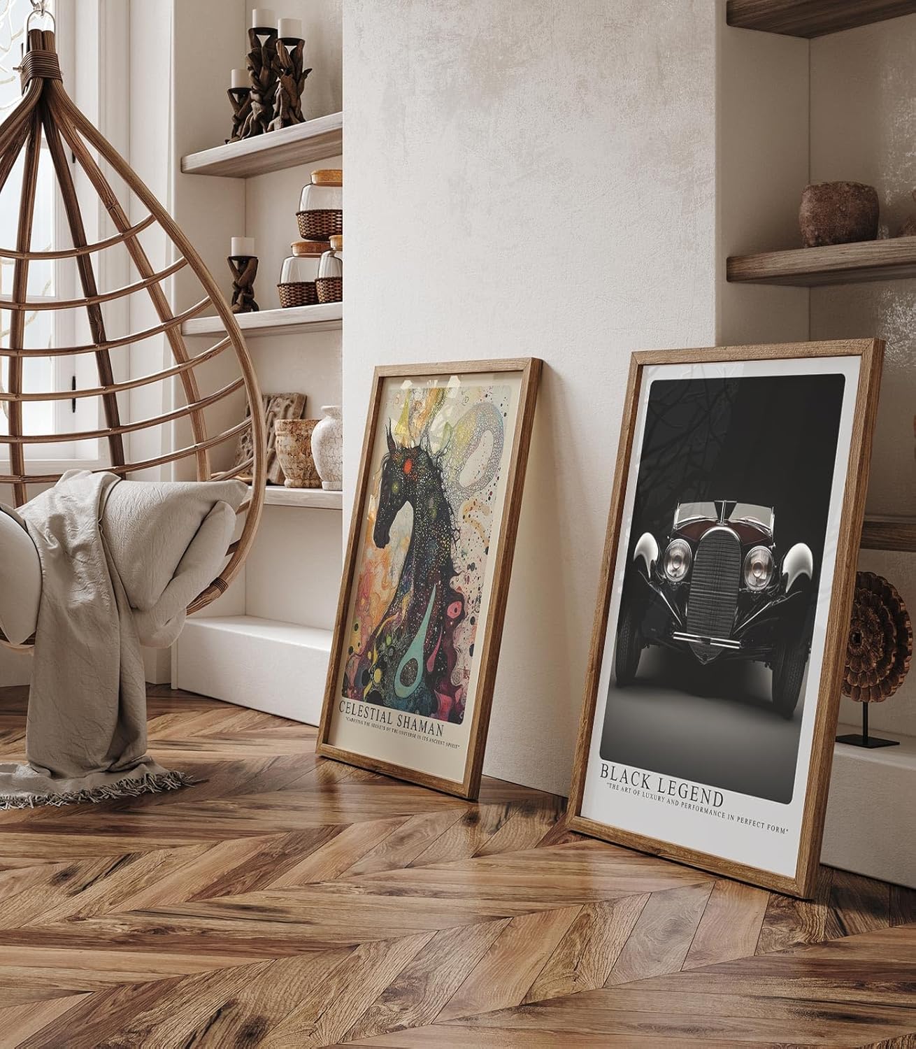 Paul Sinus Leinwandbild 80x120cm Black Legend Luxus-Oldtimer Kunstposter Eleganter Retro-Stil Automobil-Klassiker Zeitlose Ästhetik Hochwertige