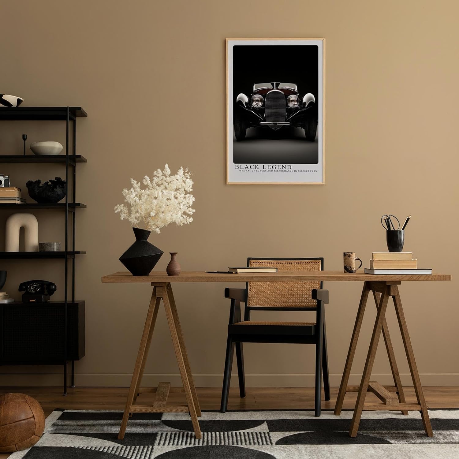 Paul Sinus Leinwandbild 80x120cm Black Legend Luxus-Oldtimer Kunstposter Eleganter Retro-Stil Automobil-Klassiker Zeitlose Ästhetik Hochwertige