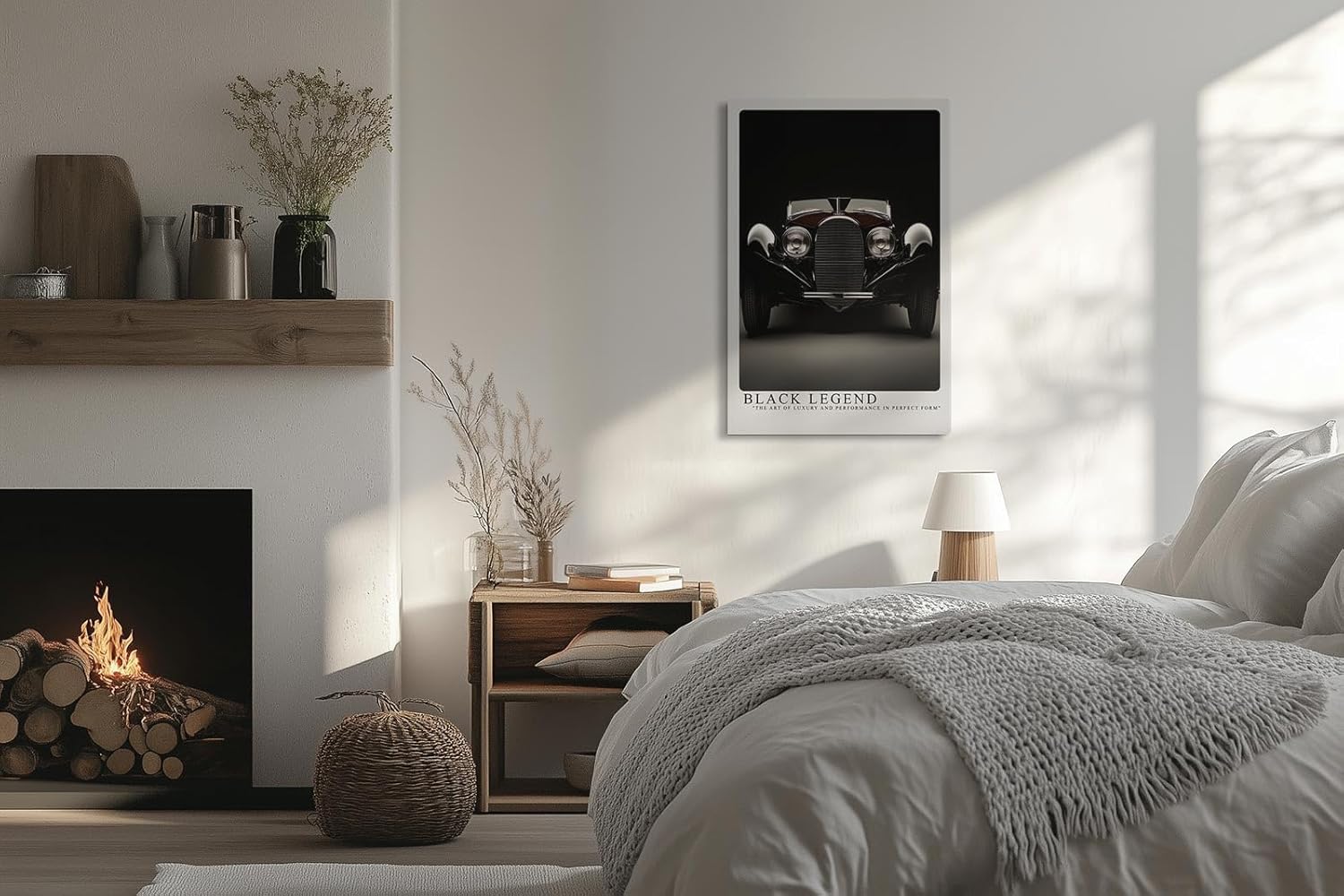 Paul Sinus Leinwandbild 80x120cm Black Legend Luxus-Oldtimer Kunstposter Eleganter Retro-Stil Automobil-Klassiker Zeitlose Ästhetik Hochwertige