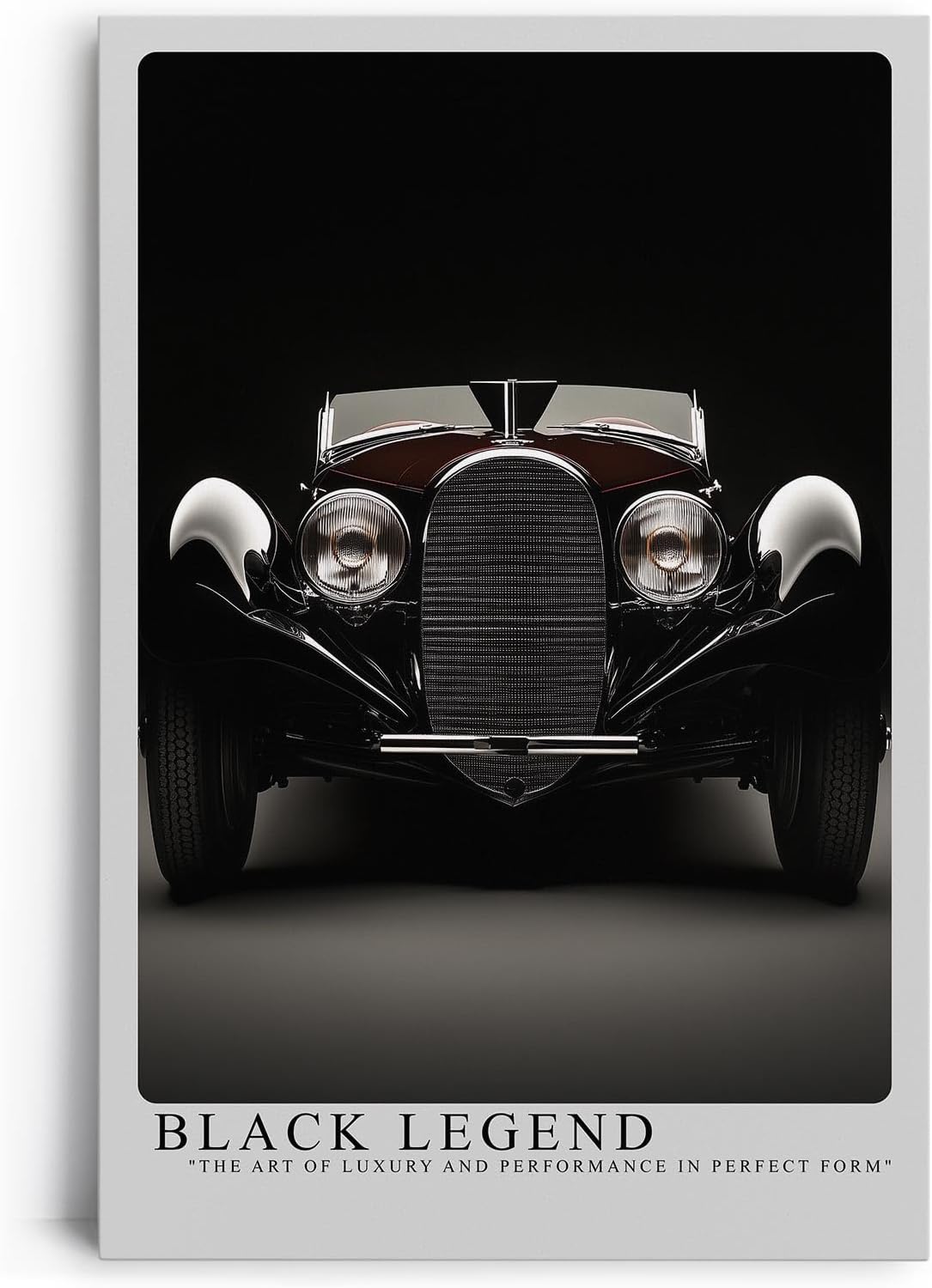 Paul Sinus Leinwandbild 80x120cm Black Legend Luxus-Oldtimer Kunstposter Eleganter Retro-Stil Automobil-Klassiker Zeitlose Ästhetik Hochwertige